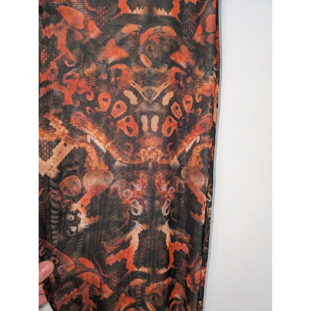 PrettyLittleThing Mesh Leggings 14 NWT Brown Kaleidoscope Clubwear Festival - Picture 2 of 5
